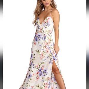 Windsor Wrapped In Florals V Sweetheart Neckline Crossback Coquette Girl Maxi